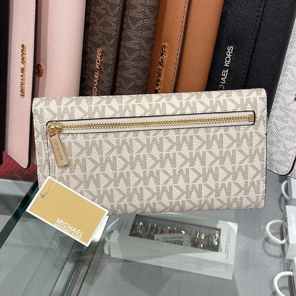 MICHAEL KORS JET SET TRV LARGE TRIFOLD VANILLA - Picture 11 of 16